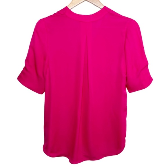 Joie Women's 100% Silk Pink V-Neck Short Cuff Sleeve Pleated Blouse Top Size S - Picture 11 of 16